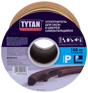 Уплотнитель  P 9х5,5мм черный 100м Титан