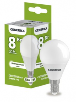 Лампа Led Е14  8Вт 4000К белый свет шар Generica IEK