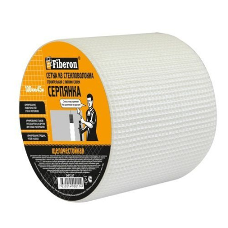 Сетка стеклотканевая самоклеящаяся 100ммх 45м 2,85х2,85мм Fiberon*