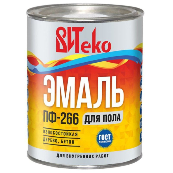 Эмаль для пола ПФ-266 желто-коричневая  1,8кг Витеко
